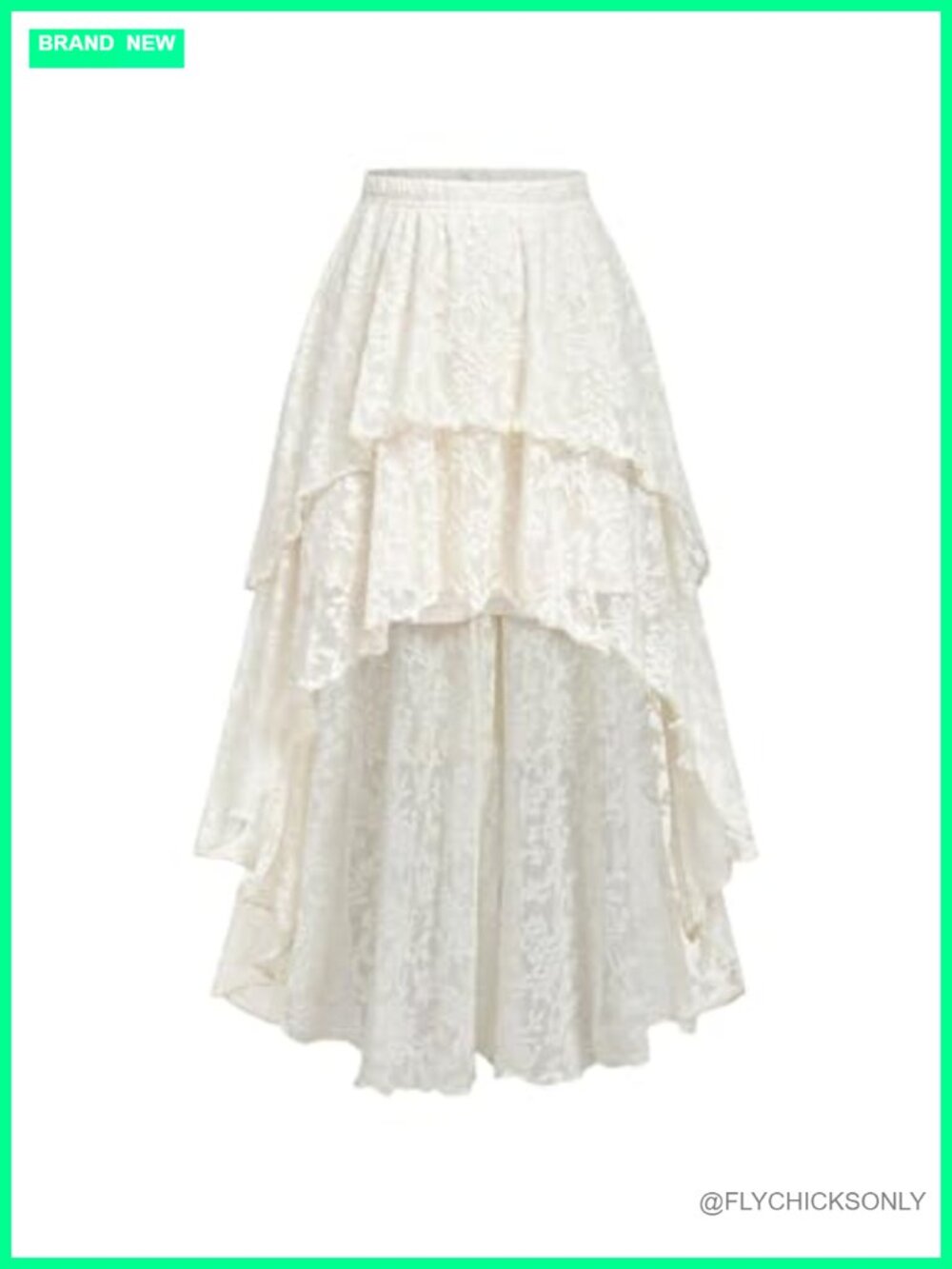 Women's Lace High Low Boho Western Maxi Skirt Asymmetrical Ruffle